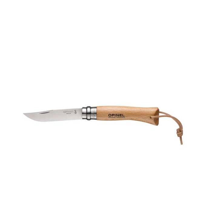 Nůž Opinel VRN°08 Inox + kožený provázek