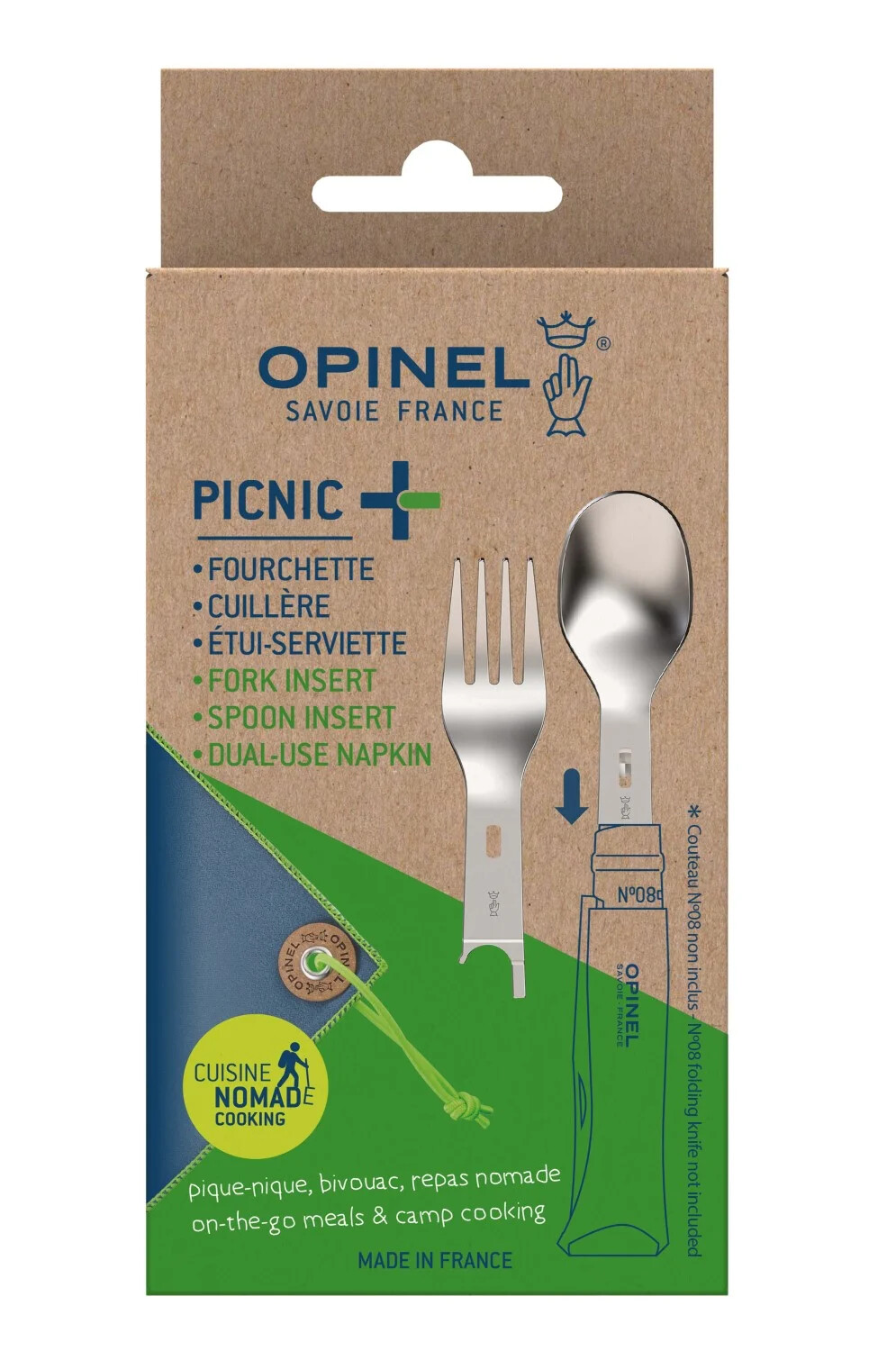 Set Opinel Picnic+ (lžíce, vidlička, ubrousek - bez nože)