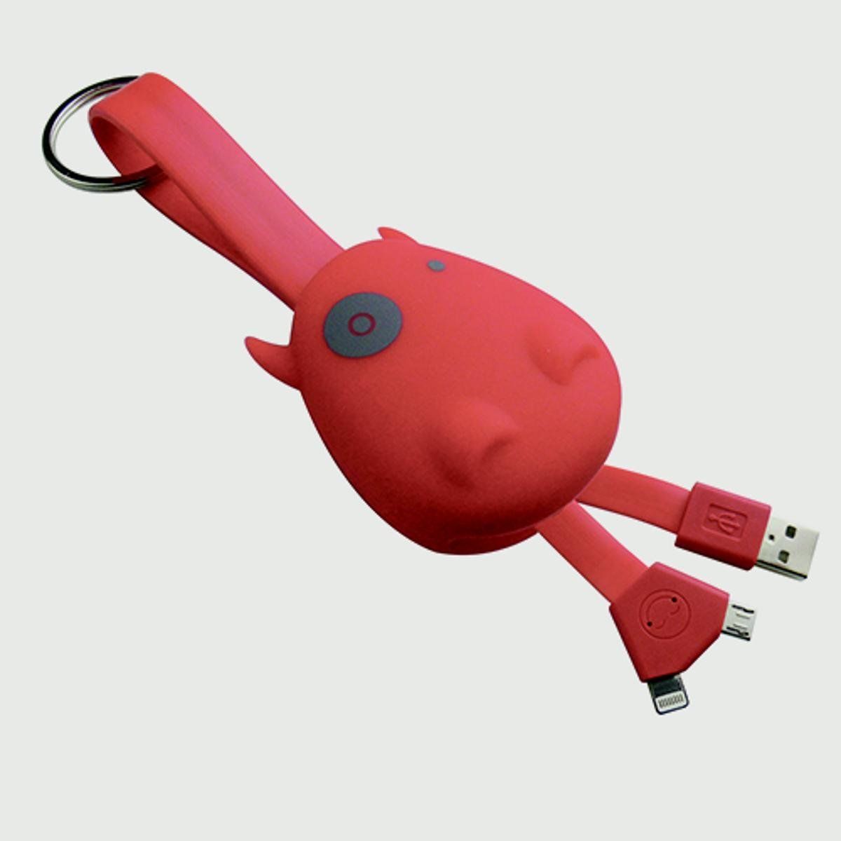 Munkees - USB nabíjecí redukce - klíčenka na Micro USB a Lightning IOS(Apple) - pink