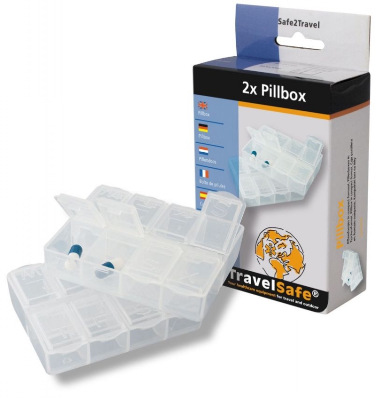 TravelSafe sada dávkovačů na léky Pillbox