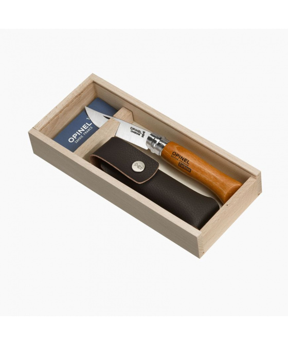 Set Opinel VR N°08 Carbon + pouzdro dřevěná dárková krabička