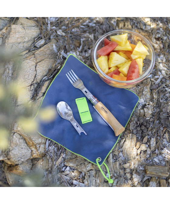 Set Opinel Picnic+ (lžíce, vidlička, ubrousek - včetně nože N°08 - buk)