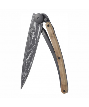 Kapesní nůž Deejo 1GB118 Tattoo Black 37g juniper wood Wave