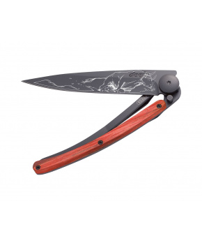 Kapesní nůž Deejo 1GB156 Tattoo Black 37g red beech Bull