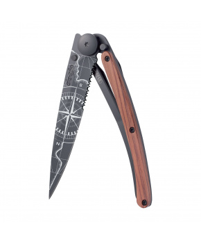 Kapesní nůž Deejo 1GB554 Tattoo Serration Black 37g coralwood Terra Incognita