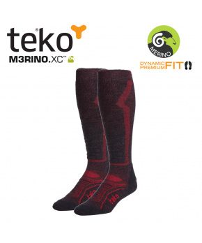 Teko 4702 MERINO.XC Light Ski charcoal red pánské lyžařské ponožky