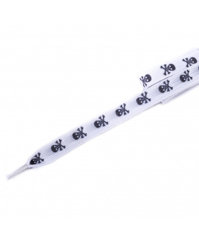 Dětské elastické tkaničky Tobby ploché skull black/white