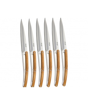 Deejo 6AB501 sada 6 příborových nožů Table,vysoký lesk,olivové dřevo,zub.ostří Deejo 6AB501 sada 6 příborových nožů Table,vysoký lesk,olivové dřevo,zub.ostří