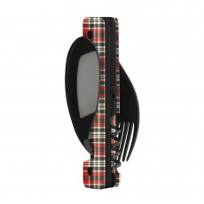 Kapesní multifunkční příbor Akinod 13h25 black mirror finish Red Tartan