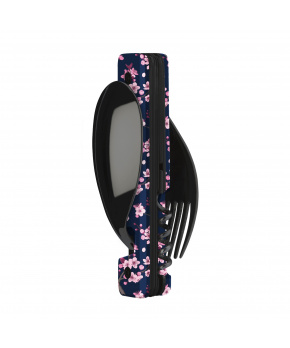 Kapesní multifunkční příbor Akinod 13h25 black mirror finish Cherry blossom