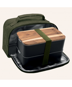Svačinový box Akinod 11h58 černý s izolační taškou v barvě khaki Svačinový box Akinod 11h58 černý s izolační taškou v barvě khaki