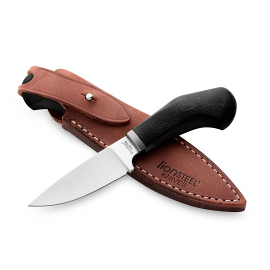 Lionsteel WILLY WL1 GBK,rukojeť černá G10,kožené pouzdro