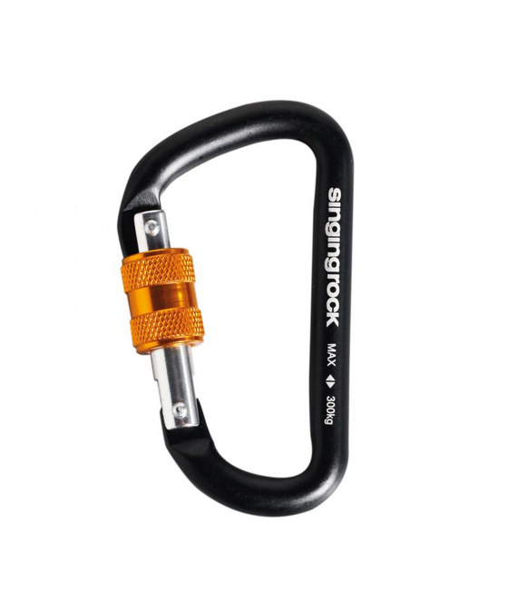 Pomocná karabina Singing Rock Mini D šroubovací Black