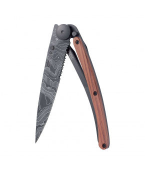 Kapesní nůž Deejo 1GB510 Tattoo Serration Black 37g coralwood Topography
