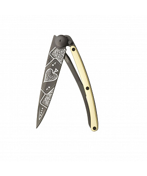 Kapesní nůž Deejo 1GM021 GOLD Tattoo Black 37g 23kt yellow gold Good Luck