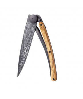 Kapesní nůž Deejo 1GB154 Tattoo Black 37g olive wood Dragonfly