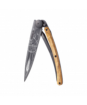 Kapesní nůž Deejo 1GB177 Tattoo Black 37g olive wood Sagittarius