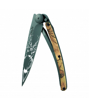 Kapesní nůž Deejo 1GM027 Tattoo Black 37g brown camo Deer