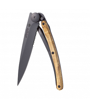 Kapesní nůž Deejo 1GB501 Serration Black 37g olive wood