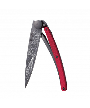 Kapesní nůž Deejo 1GM038 Tattoo Aluminium 37g aluminium red Firefighter