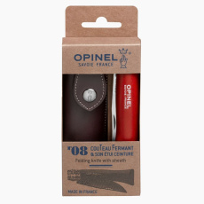 Set Nůž Opinel VR N°08 Inox červená s provázkem + pouzdro 