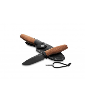 Nůž s pevnou čepelí LionSteel Acha-Natural Burlap-Black blade AH B BLN čepel M390 black,rukojeť micarta,pouzdro Nůž s pevnou čepelí LionSteel Acha-Natural Burlap-Black blade AH B BLN čepel M390 black,rukojeť micarta,pouzdro