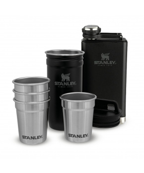 STANLEY Dárkový set s panáky placatka/butylka The Pre-Party Shot Glass + Flask Set Black Pebble