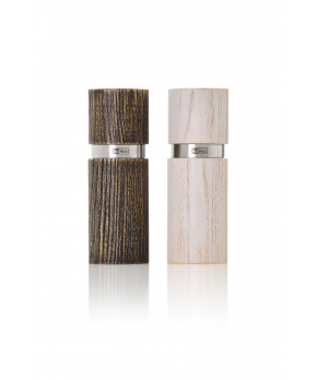 AdHoc Mlýnek na sůl nebo pepř jasan Textura Antique, hnědý a bílý 13 cm