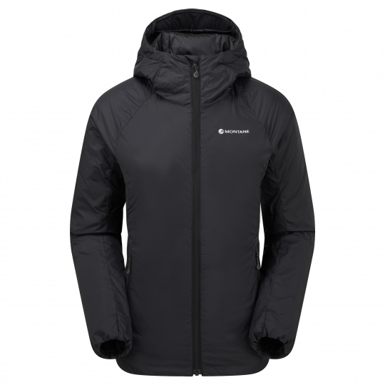 Montane FEM RESPOND HOODIE-BLACK-UK12/M dámská bunda s kapucí černá