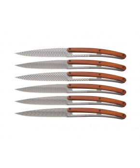 Deejo 6FB102 Tattoo sada 6 příborových nožů, matný povrch,coralwood, design Geometry