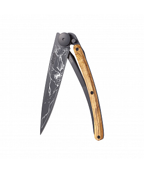 Kapesní nůž Deejo 1GB188 Tattoo Black 37g olive wood Taurus