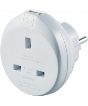 Go Travel adaptér UK/Evropa s USB typ E/F