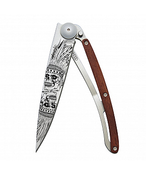 Kapesní nůž Deejo 1CB041 Tattoo 37g coralwood Indian Skull