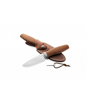 Nůž s pevnou čepelí LionSteel Acha-Natural Burlap AH BLN čepel M390, rukojeť micarta, pouzdro