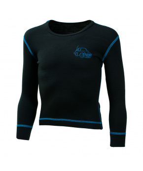 Duras Mates chlapecké triko 100%merino dlouhý rukáv černá+modrý šev Duras Mates chlapecké triko 100%merino dlouhý rukáv černá+modrý šev