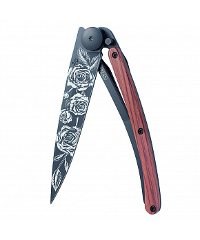 Kapesní nůž Deejo 1GB137 Tattoo Black 37g coralwood Roses