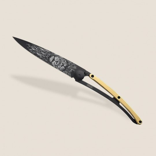 Deejo 1GM022 GOLD Tattoo,black,37g,23kt yellow gold,Lion
