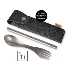 Titanový spork s titanovým brčkem Light My Fire Spork´n Straw Kit Titanium