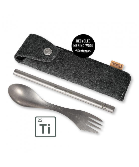 Titanový spork s titanovým brčkem Light My Fire Spork´n Straw Kit Titanium