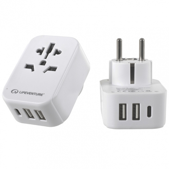 Cestovní Adaptér  Lifeventure World to Europe Travel Adaptor with USB (& USB C)