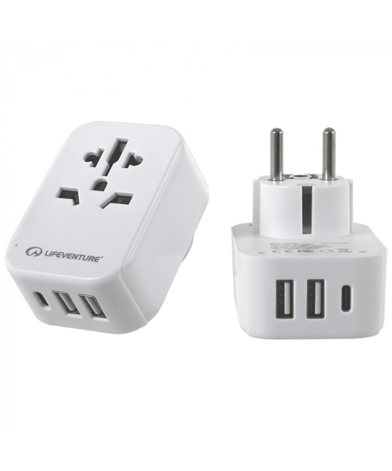 Cestovní Adaptér  Lifeventure World to Europe Travel Adaptor with USB (& USB C)