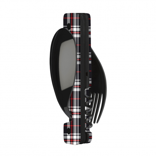 Kapesní multifunkční příbor Akinod 13h25 black mirror finish Blue Tartan