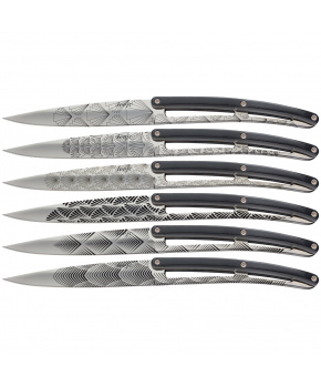 Deejo 2ZP012 sada 6 příborových nožů, lesklá čepel, rukojeť černý ABS, design Art Déco Deejo 2ZP012 sada 6 příborových nožů, lesklá čepel, rukojeť černý ABS, design Art Déco