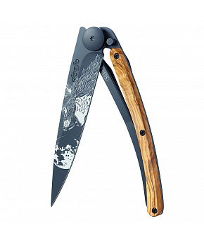 Kapesní nůž Deejo 1GB135 Tattoo Black 37g olive wood Howling