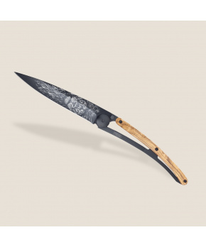 Kapesní nůž Deejo 1GB187 Tattoo Black 37g olive wood Lion