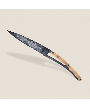 Kapesní nůž Deejo 9GB107 Tattoo Black 27g juniper wood Lion