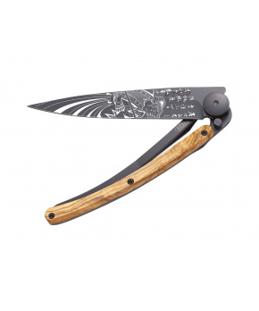 Kapesní nůž Deejo 1GB166 Tattoo Black 37g olive wood Samourai