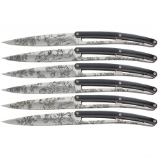 Deejo 2ZP011 sada 6 příborových nožů, lesklá čepel, rukojeť černý ABS, design Toile de Jouy Deejo 2ZP011 sada 6 příborových nožů, lesklá čepel, rukojeť černý ABS, design Toile de Jouy