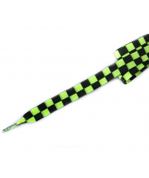 Dětské elastické tkaničky Tobby ploché chess black-neon yellow
