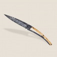 Deejo 1GB512 Tattoo Serration,black 37g,olive wood,Hunting Scene